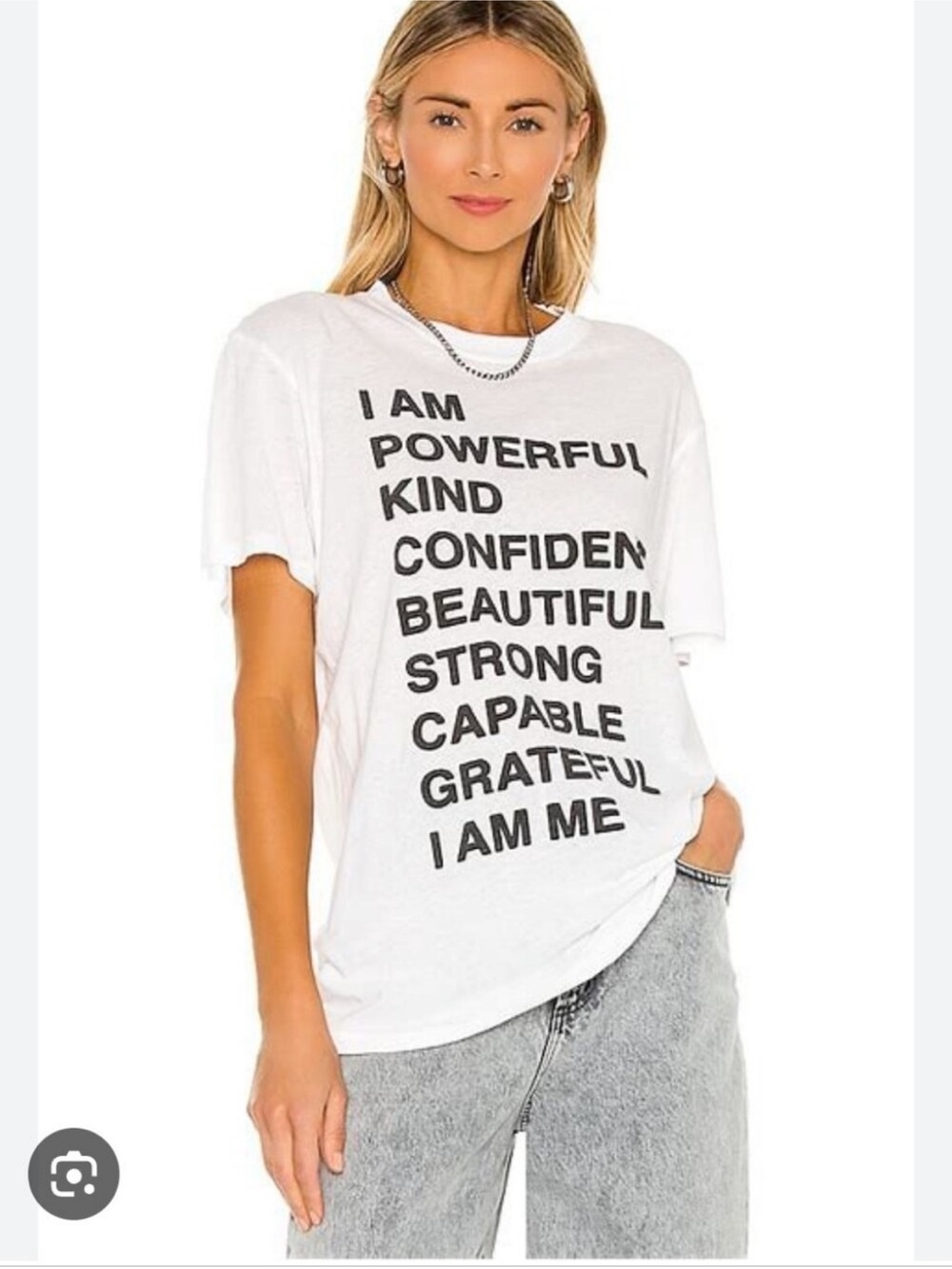 Anine Bing White Graphic 'I Am Me' Short Sleeve Tee